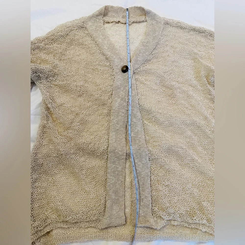 Boho Single Button Open Knot Short Sleeve Sweater - Picture 5 of 9